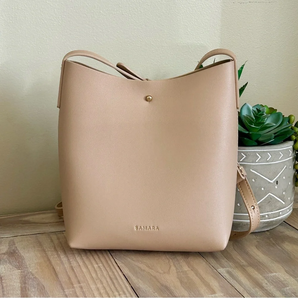 Samara Blush Pebble Leather Crossbody Bag
